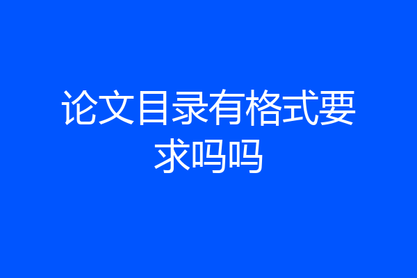 论文目录有格式要求吗吗