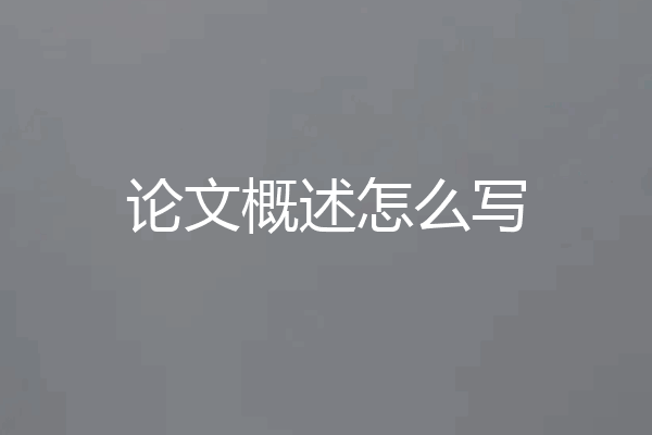 论文概述怎么写