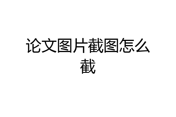 论文图片截图怎么截