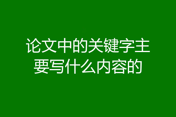 论文中的关键字主要写什么内容的