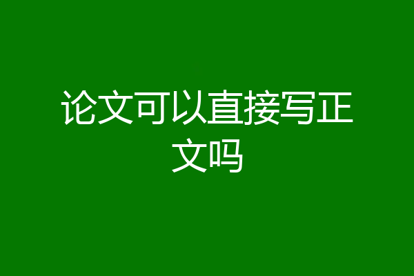 论文可以直接写正文吗