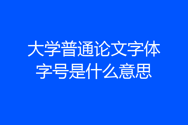 大学普通论文字体字号是什么意思