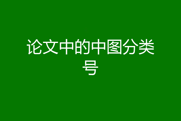 论文中的中图分类号