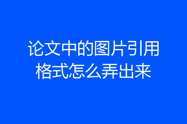 论文中的图片引用格式怎么弄出来