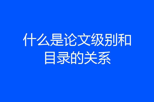 什么是论文级别和目录的关系
