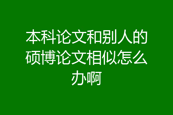 本科论文和别人的硕博论文相似怎么办啊