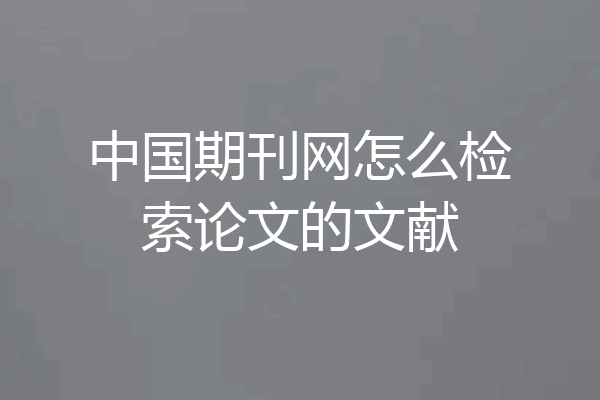 中国期刊网怎么检索论文的文献