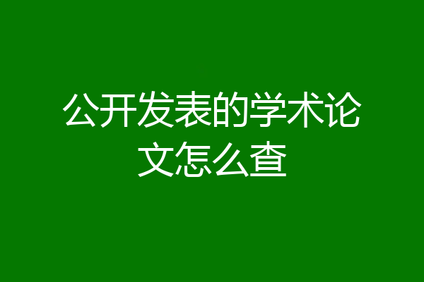 公开发表的学术论文怎么查