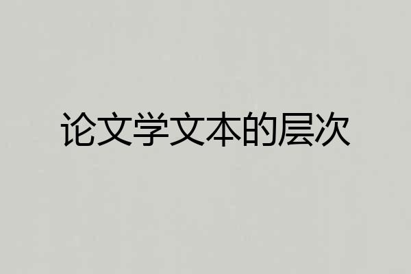 论文学文本的层次