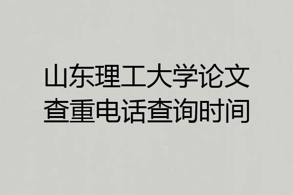 山东理工大学论文查重电话查询时间