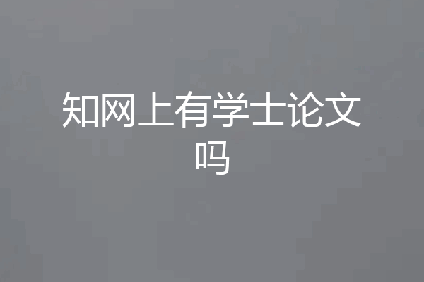 知网上有学士论文吗