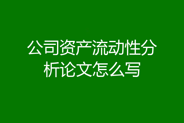 公司资产流动性分析论文怎么写