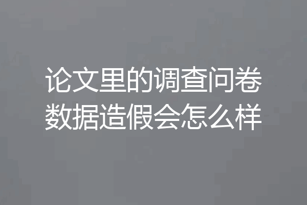 论文里的调查问卷数据造假会怎么样