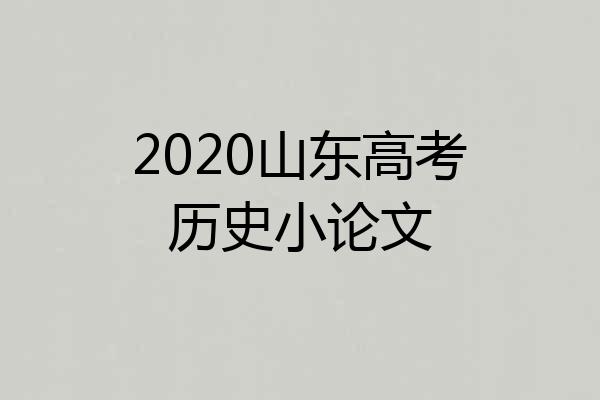 2020山东高考历史小论文