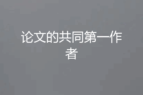 论文的共同第一作者
