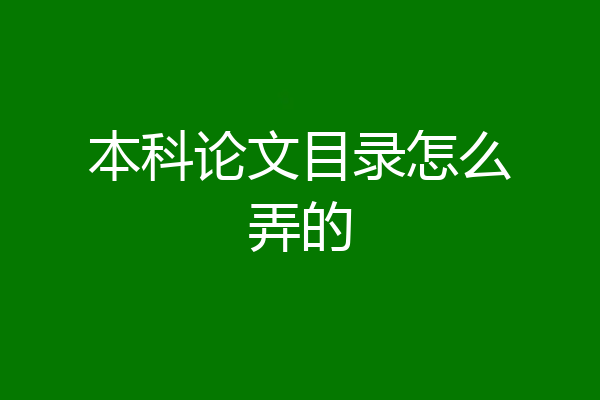 本科论文目录怎么弄的
