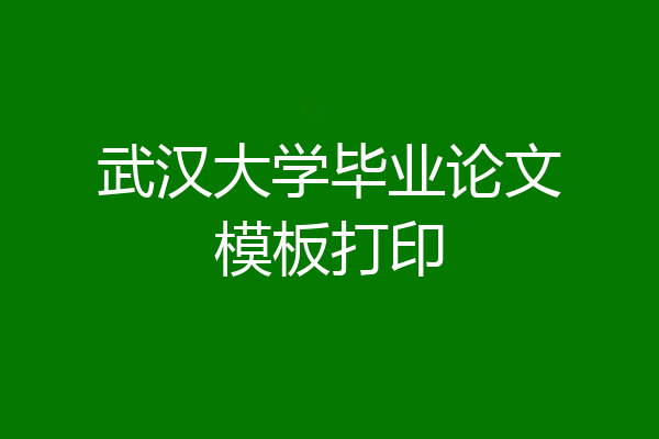 武汉大学毕业论文模板打印
