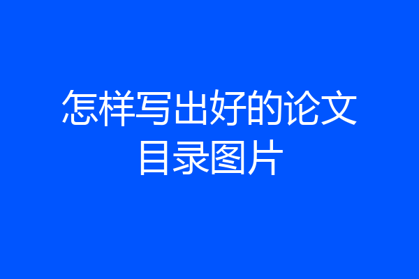 怎样写出好的论文目录图片