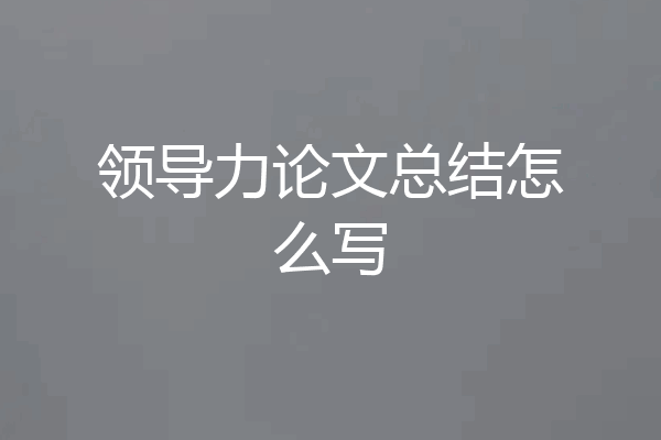 领导力论文总结怎么写