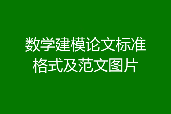 数学建模论文标准格式及范文图片