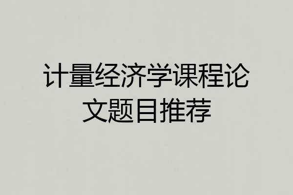 计量经济学课程论文题目推荐