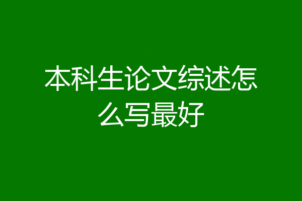本科生论文综述怎么写最好
