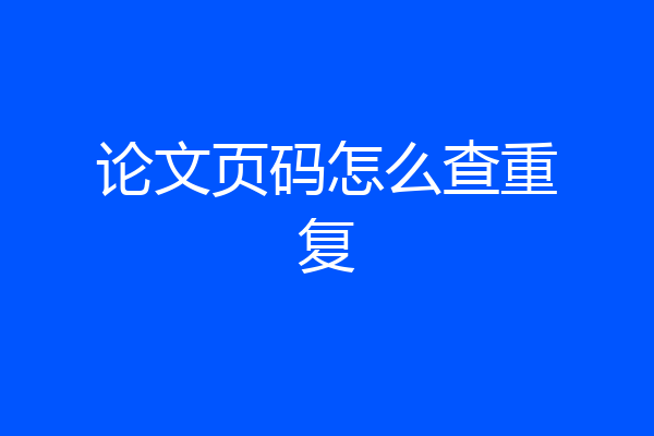 论文页码怎么查重复
