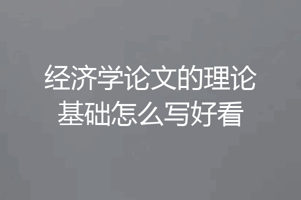 经济学论文的理论基础怎么写好看