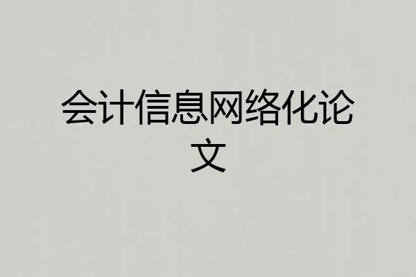 会计信息网络化论文