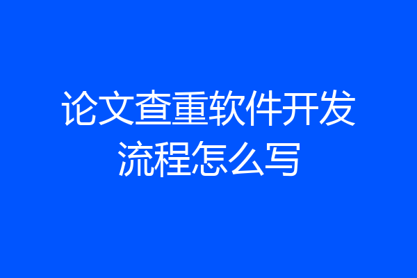 论文查重软件开发流程怎么写
