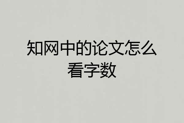 知网中的论文怎么看字数