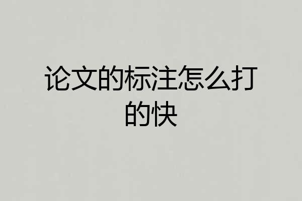 论文的标注怎么打的快