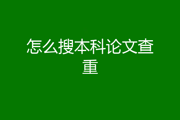 怎么搜本科论文查重