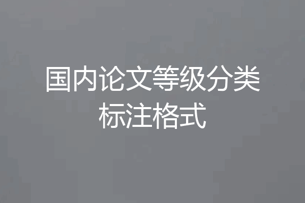 国内论文等级分类标注格式