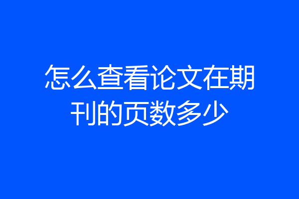 怎么查看论文在期刊的页数多少