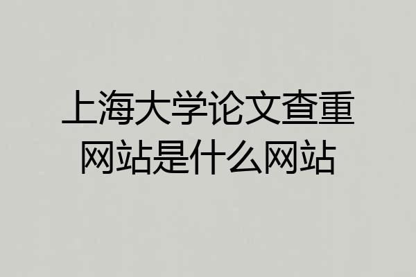 上海大学论文查重网站是什么网站