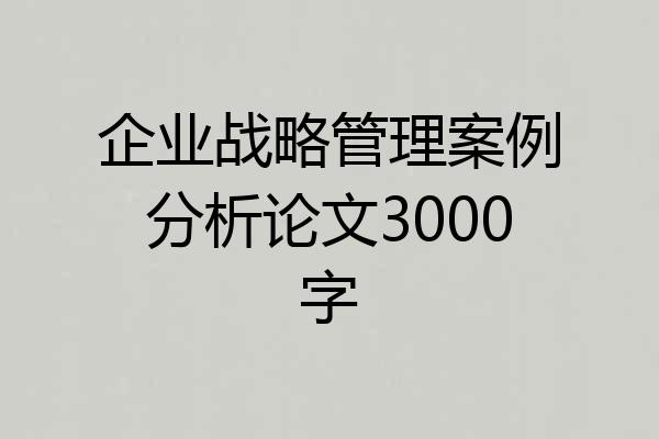 企业战略管理案例分析论文3000字