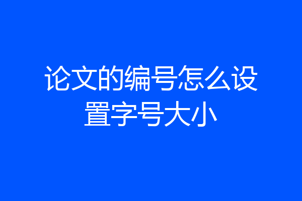 论文的编号怎么设置字号大小