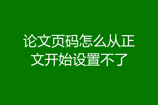 论文页码怎么从正文开始设置不了