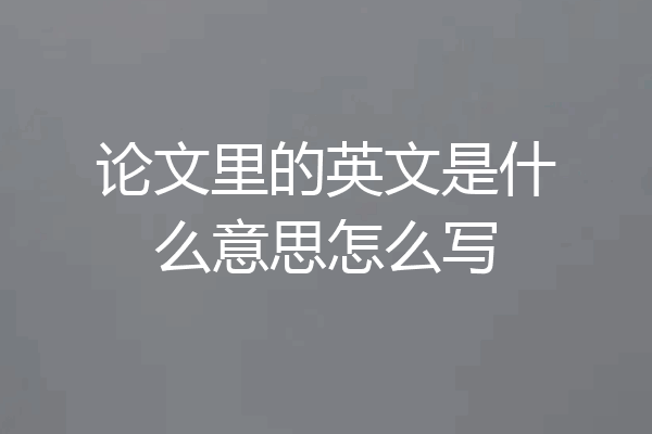 论文里的英文是什么意思怎么写