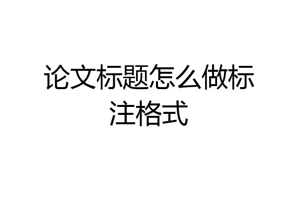 论文标题怎么做标注格式