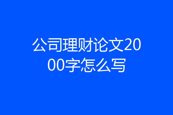 公司理财论文2000字怎么写
