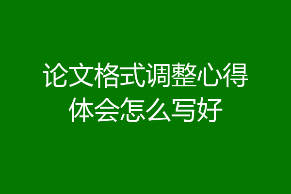 论文格式调整心得体会怎么写好