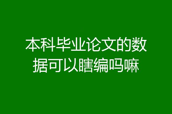 本科毕业论文的数据可以瞎编吗嘛