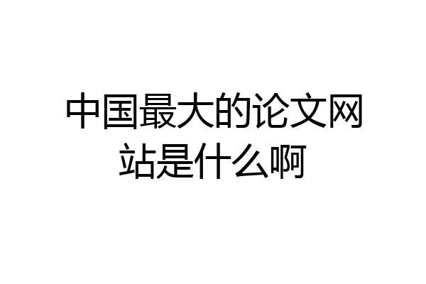 中国最大的论文网站是什么啊