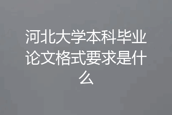 河北大学本科毕业论文格式要求是什么