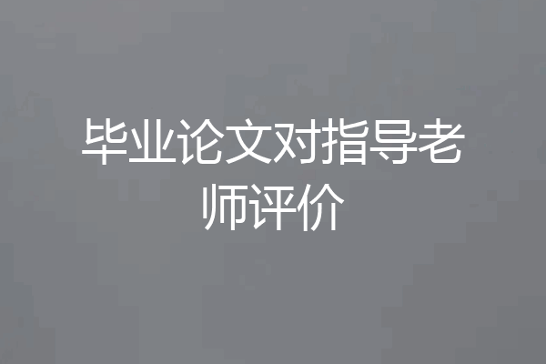 毕业论文对指导老师评价