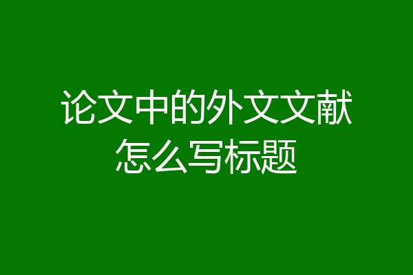 论文中的外文文献怎么写标题
