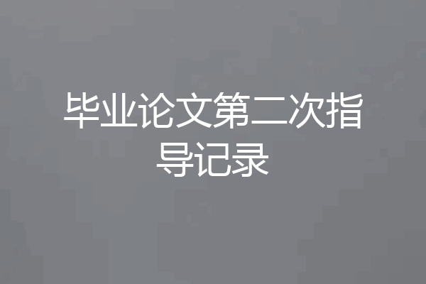 毕业论文第二次指导记录
