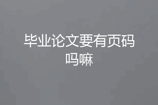毕业论文要有页码吗嘛